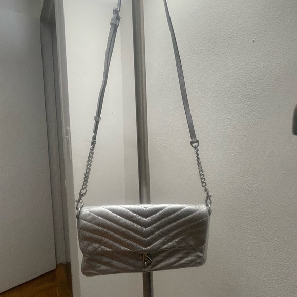 Rebecca Minkoff Metallic Silver Crossbody Bag - Picture 6 of 8